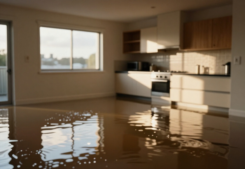 Waterlogged basement in Emu Heights before drying